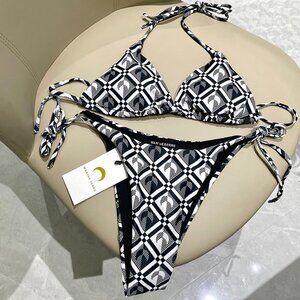 Marine Serre Check Crescent Moon Bikini Set